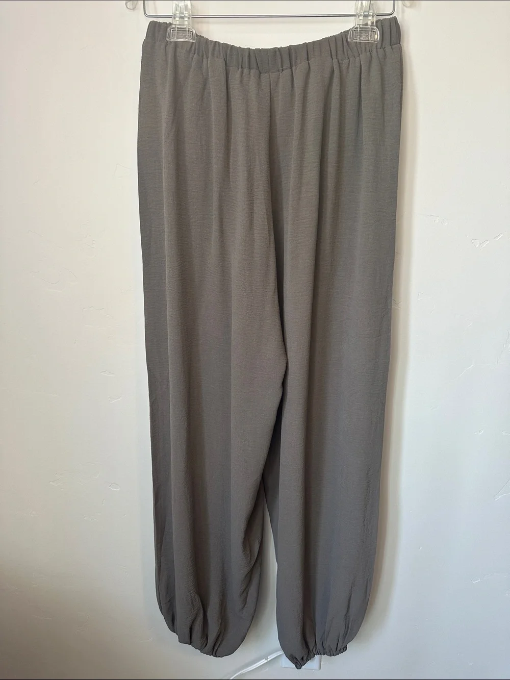 Relaxed Sleeveless Tunic & Harem Pants Set - Taupe Olive Brown M NEW